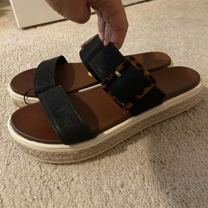 Mini leopard print wedge platform sandal